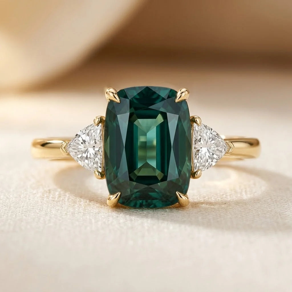 Gold Emerald Solitaire Ring