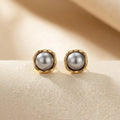 Gold Pearl Stud Earrings