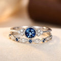 Silver Sapphire Halo Ring