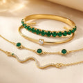 Gold Emerald Bracelet Set