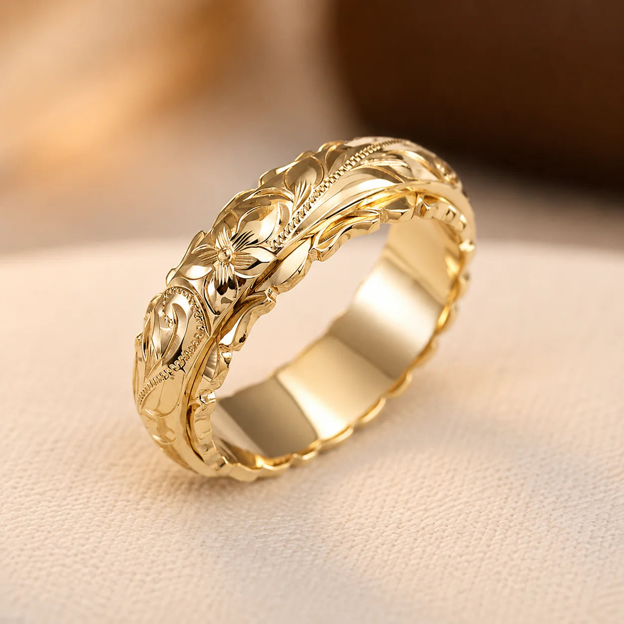 Antique Gold Flower Ring | Gold