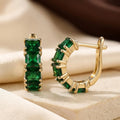Gold Emerald Chunky Hoop Earrings