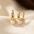 Gold Pearl Hoop Earrings