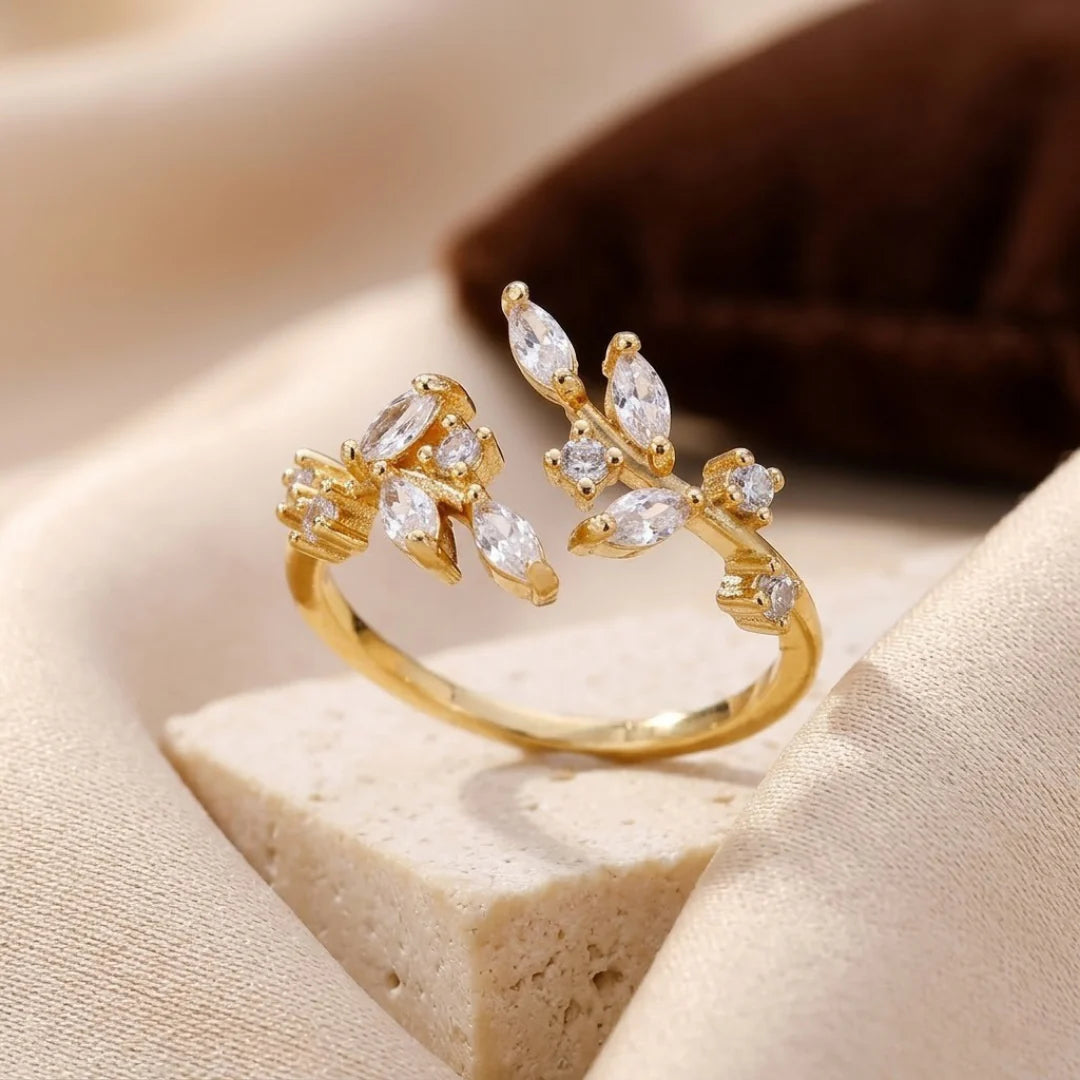 Gold Open Leaf Ring