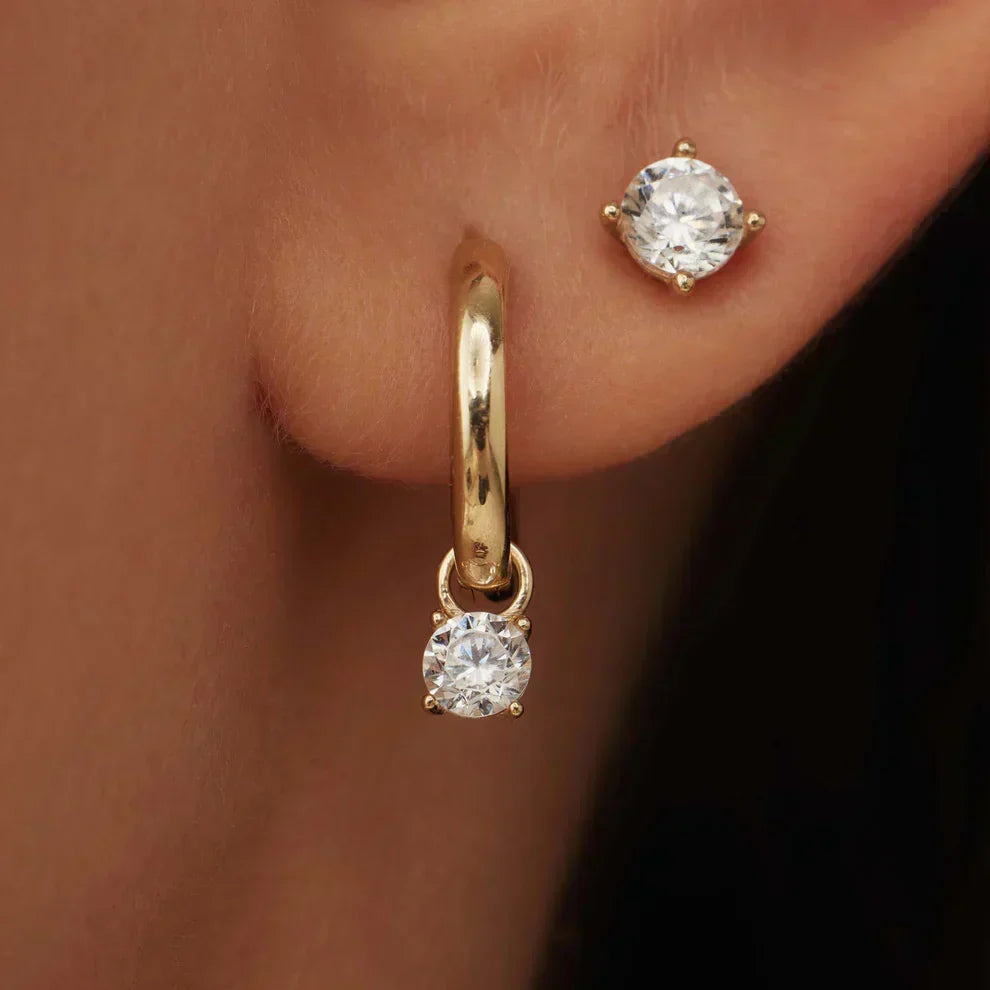 Gold Stone Hoop Earrings