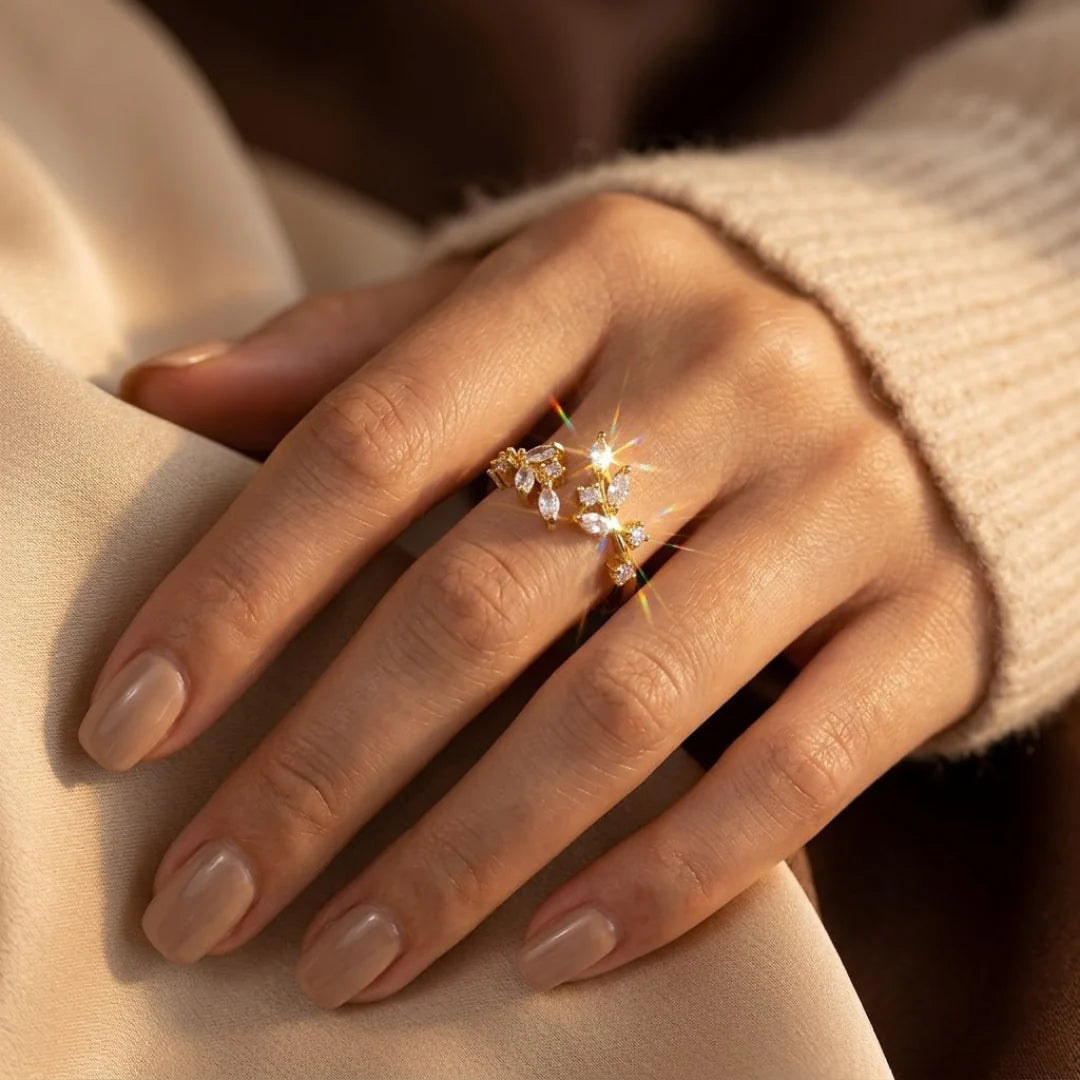Gold Open Leaf Ring